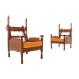 Pair of oak armchairs - 1950s