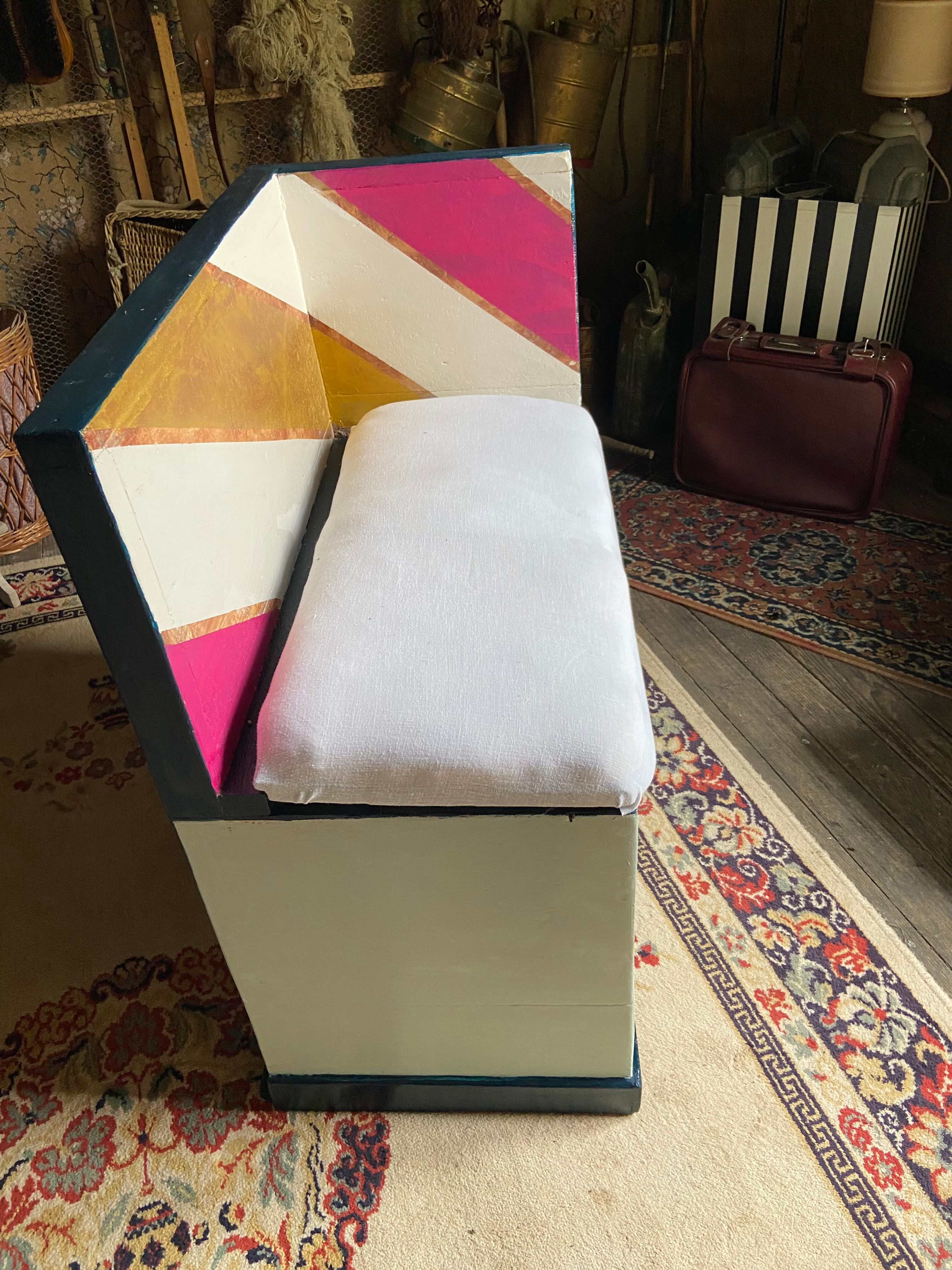 Corner bench rustic wooden chest