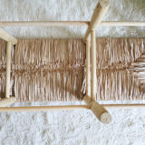 Wooden bench and straw