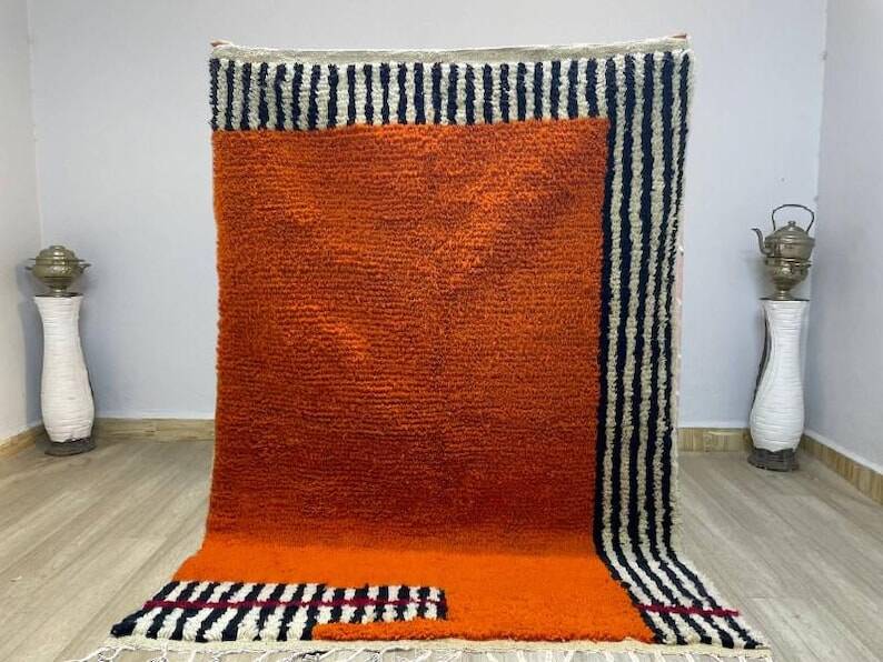 Berber Moroccan rug orange 250cm x 150cm