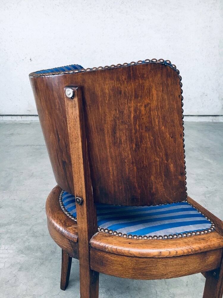 Set of Art Deco Curved Back Side Chairs, France, 1930s
