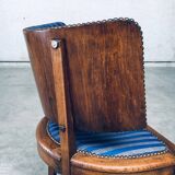 Set of Art Deco Curved Back Side Chairs, France, 1930s