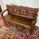 Antique oak carved bank chest – Breton style