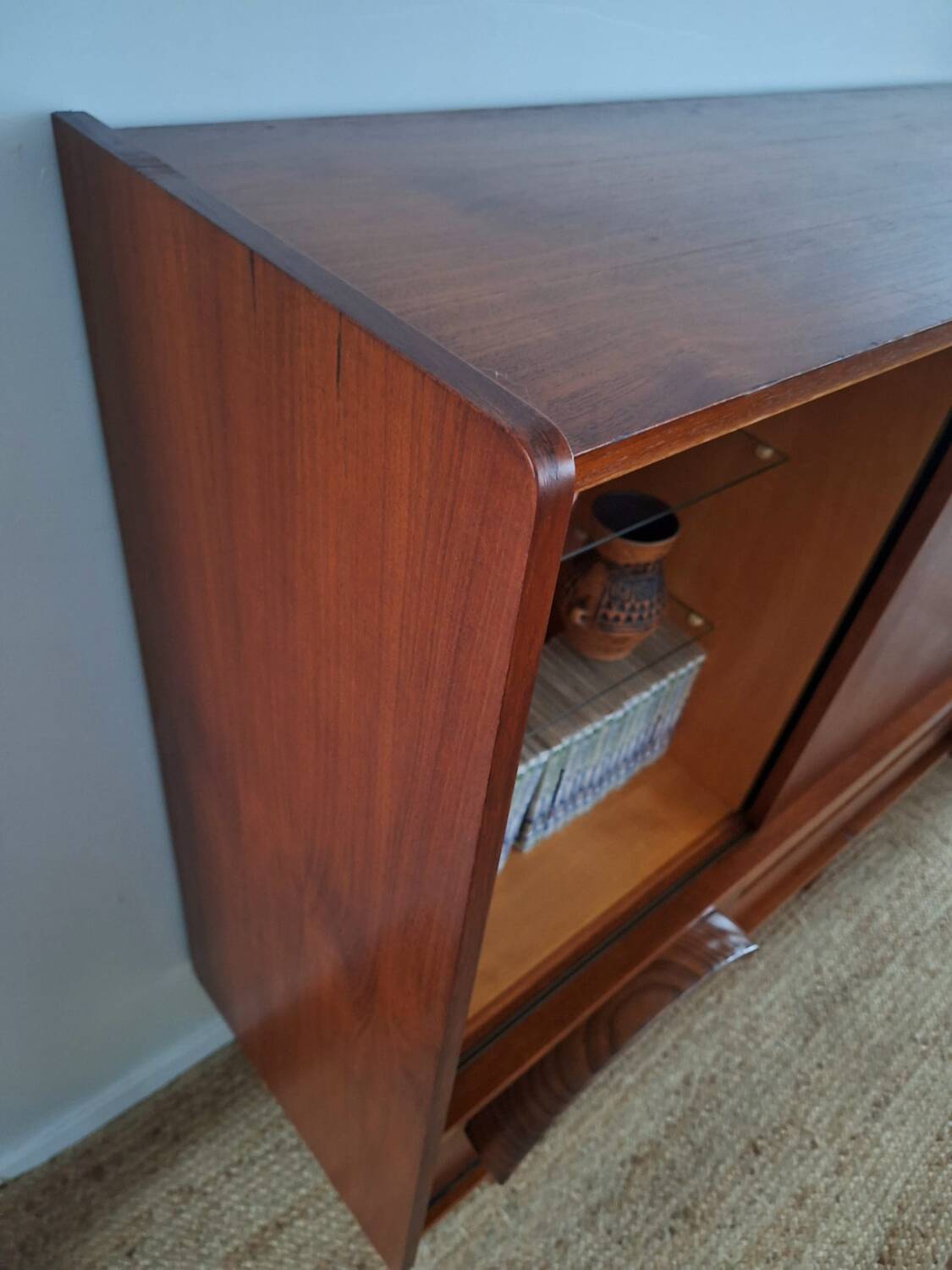Vintage Scandinavian teak sideboard, buffet furniture.
