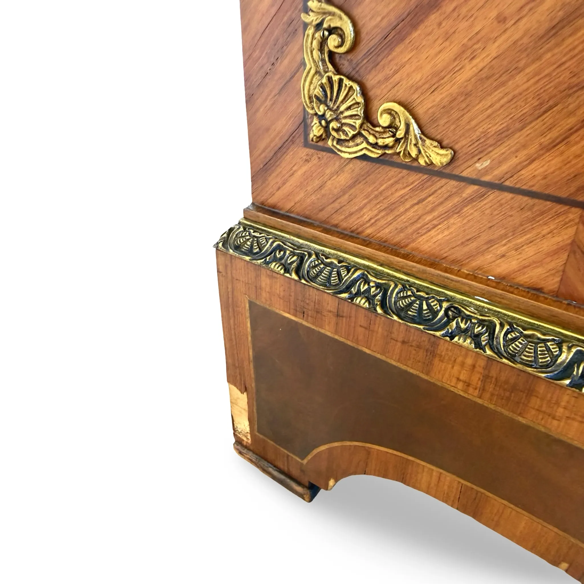 An antique French Louis XVI-style marble-top side cabinet
