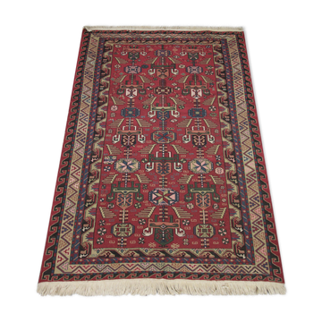 Flat Woven Vintage Red Wool Soumak Rug From Turkey 121x190cm