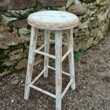High stool in recycled style wood