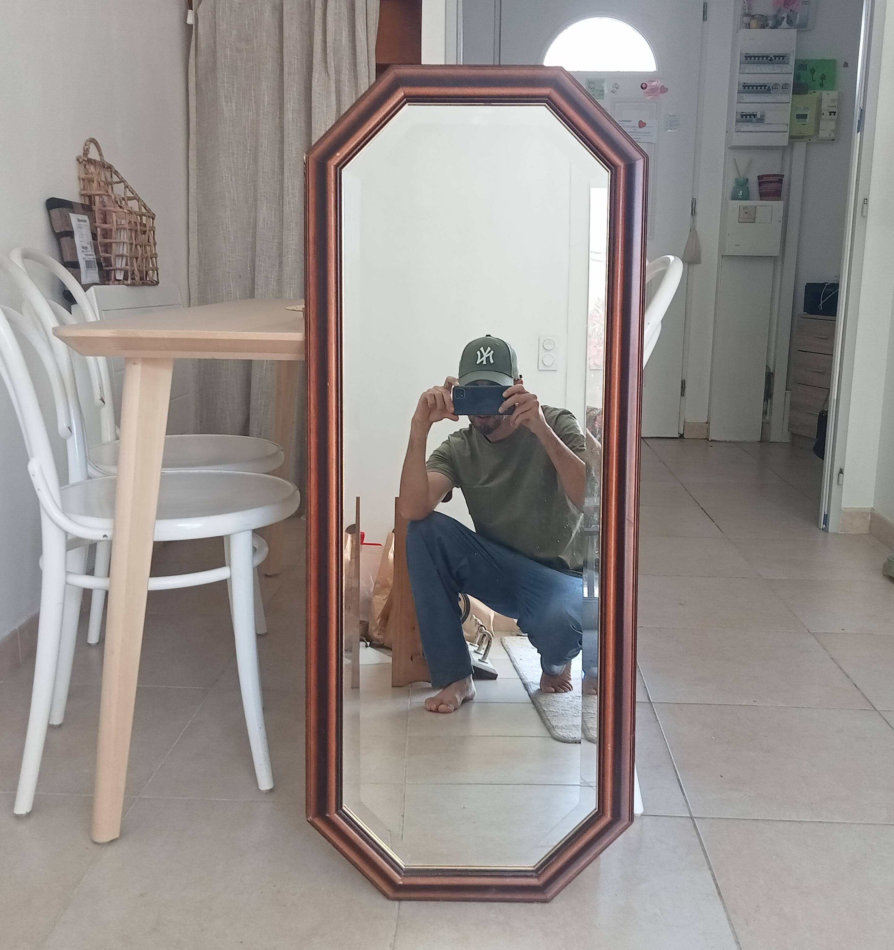 Miroir octogonale vintage biseauté années 70/80