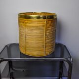 Basket xl in rattan and brass, italy, 1970, 41cm diam