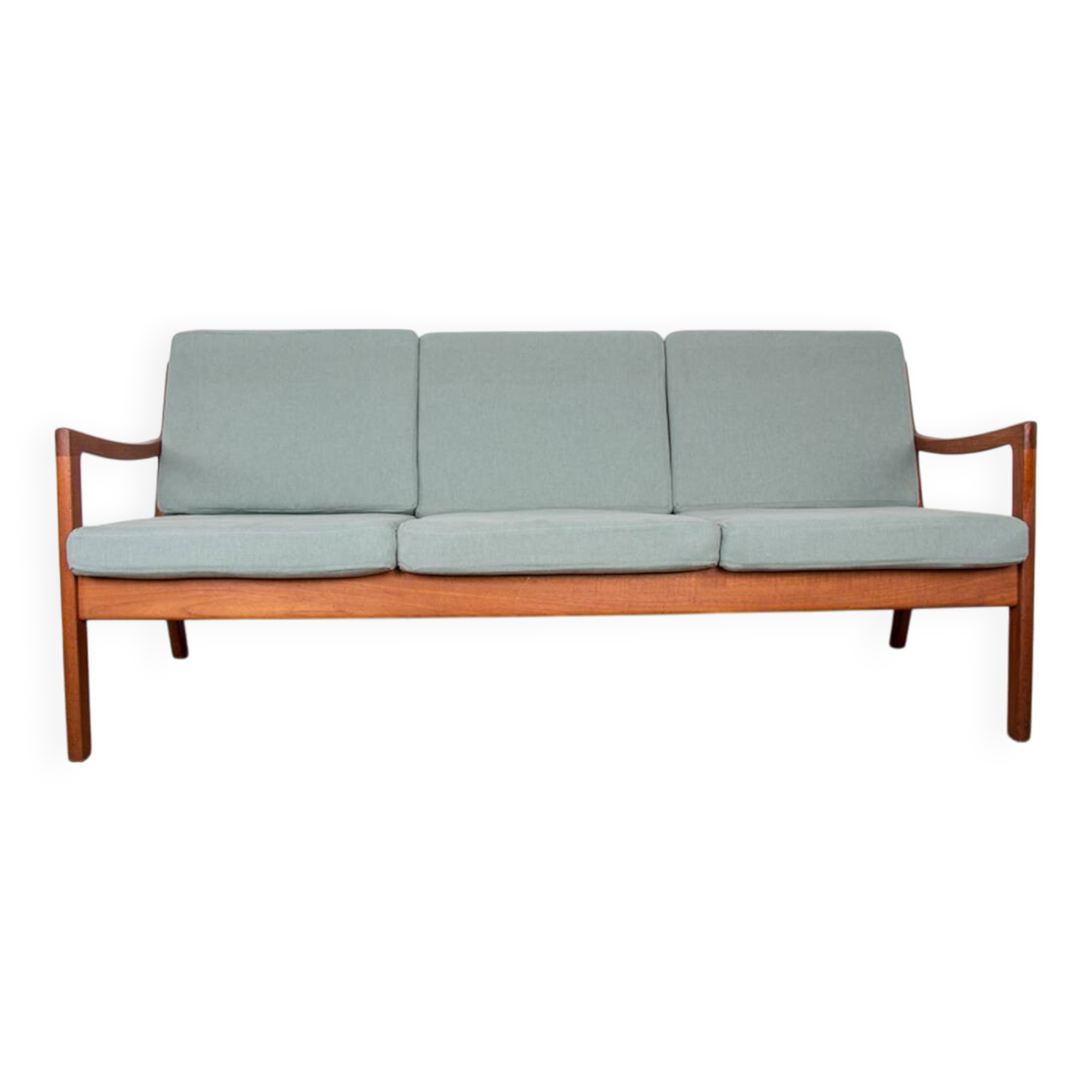 Danish 3-seater sofa in teak and new fabric, Senator model Ole Wanscher, France & Son.