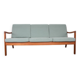 Danish 3-seater sofa in teak and new fabric, Senator model Ole Wanscher, France & Son.