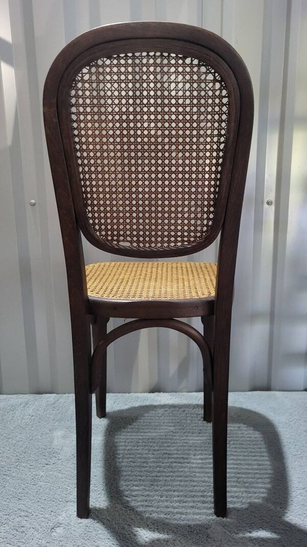 Chaise bistrot style Thonet cannée cannage et bois tourné Vintage