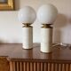 2 lampes de table en marbre de Carrare de style Hollywood Regency, Lucirhytmo Italie années 70