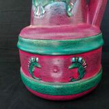 Large Art Deco pitcher in terracotta fish motifs, signed