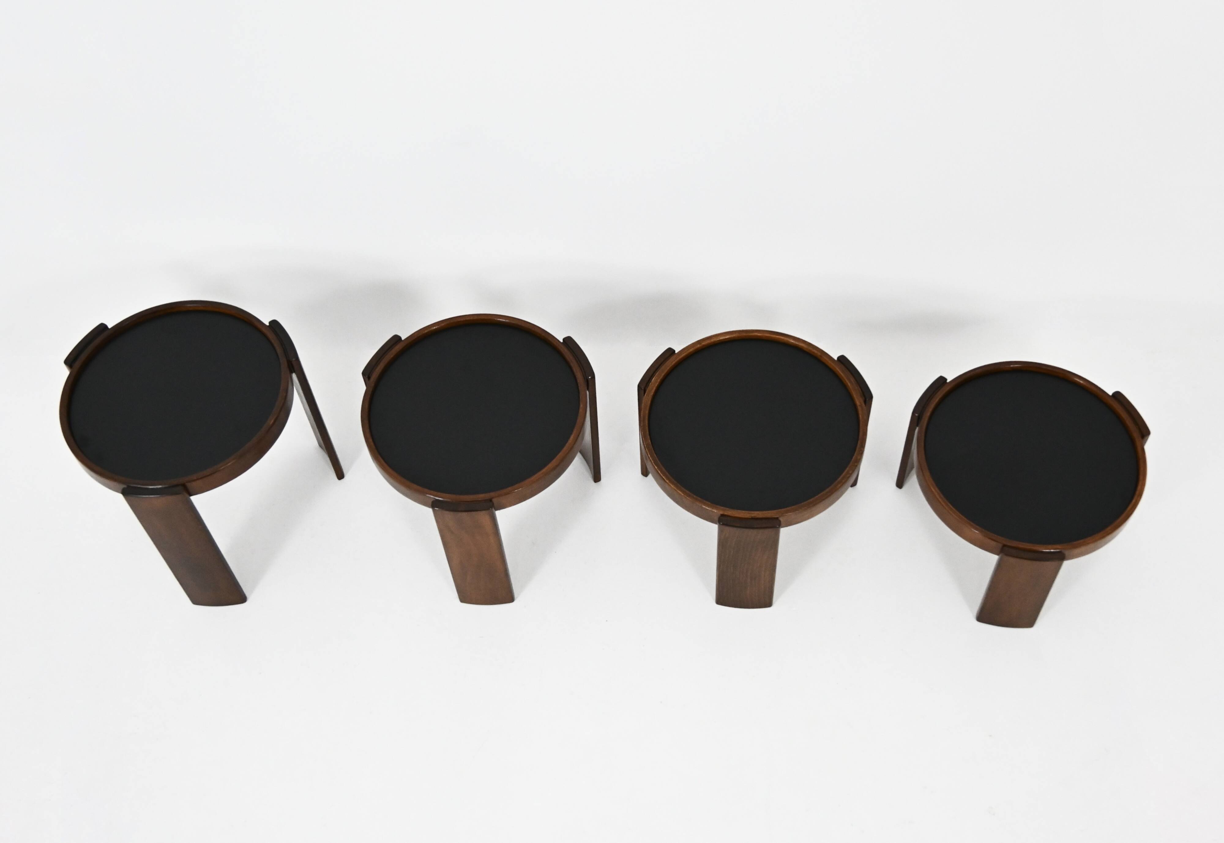 Nest tables model 780, created by Gianfranco Frattini for Cassina, year