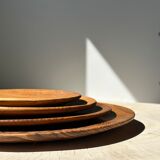 Set of 4 flat monoxyl teak trays