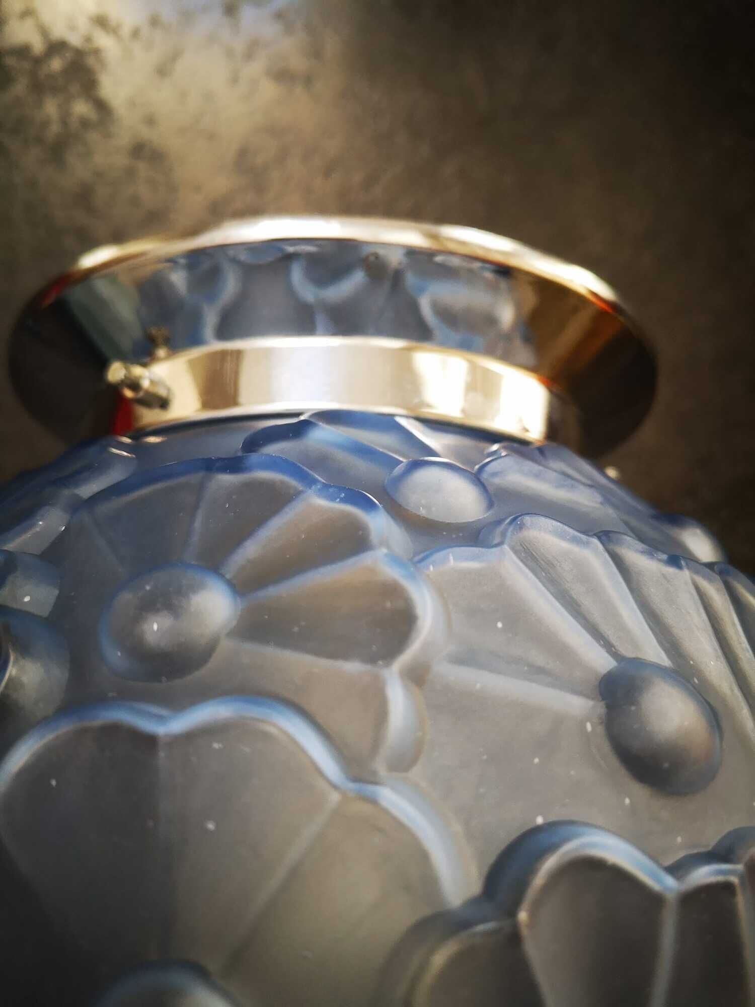 Ceiling lamp wall lamp old globe glass paste blue rare model floral decoration Ø 20 cm Art Deco 1930