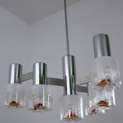 Three-Arm Blown Glass and Metal Chandelier Produced by Mazzega,