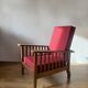 Fauteuil morris bois coussins bordeaux