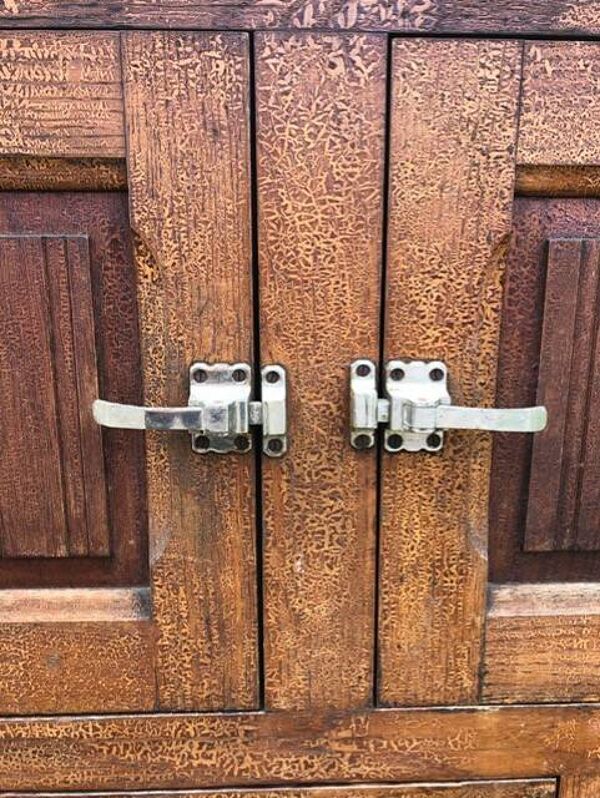 Meuble de rangement, meuble glacière vintage, meuble frigo bois et zinc, bar