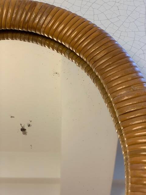 vintage rattan mirror
