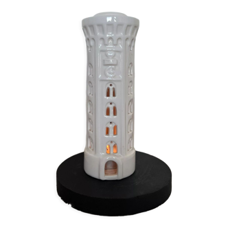 Photophore vintage phare de port porcelaine blanche