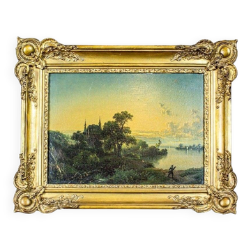 Paysage naturel, 19e siècle, huile sur panneau de bois dur