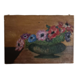 Painting still life with bouquet of flowers