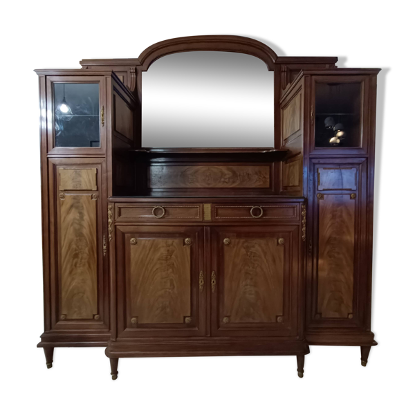 Ancien grand meuble cabinet louix xvi vitrine miroir