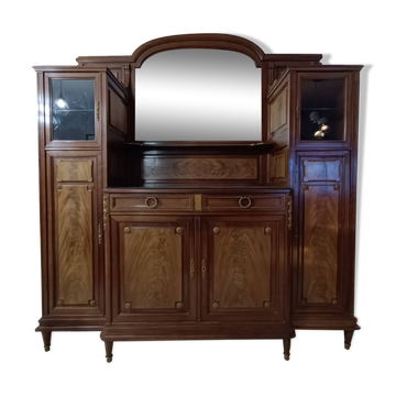 Ancien grand meuble cabinet louix xvi vitrine miroir