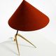 Large Kalmar Mid-Century tripod brass table lamp with a new fabric shade