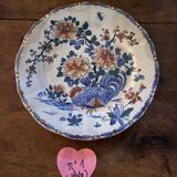 Set of 9 plates (hollow and flat) GIEN - Rooster and peonies - Late nineteenth / early twentieth century
