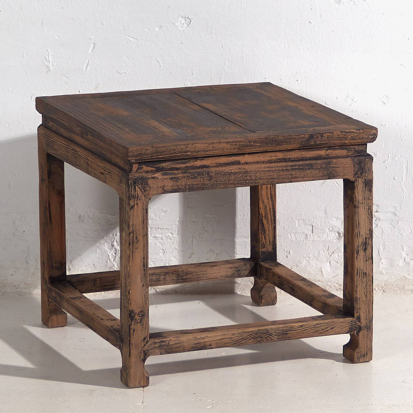 Square side table in old solid wood