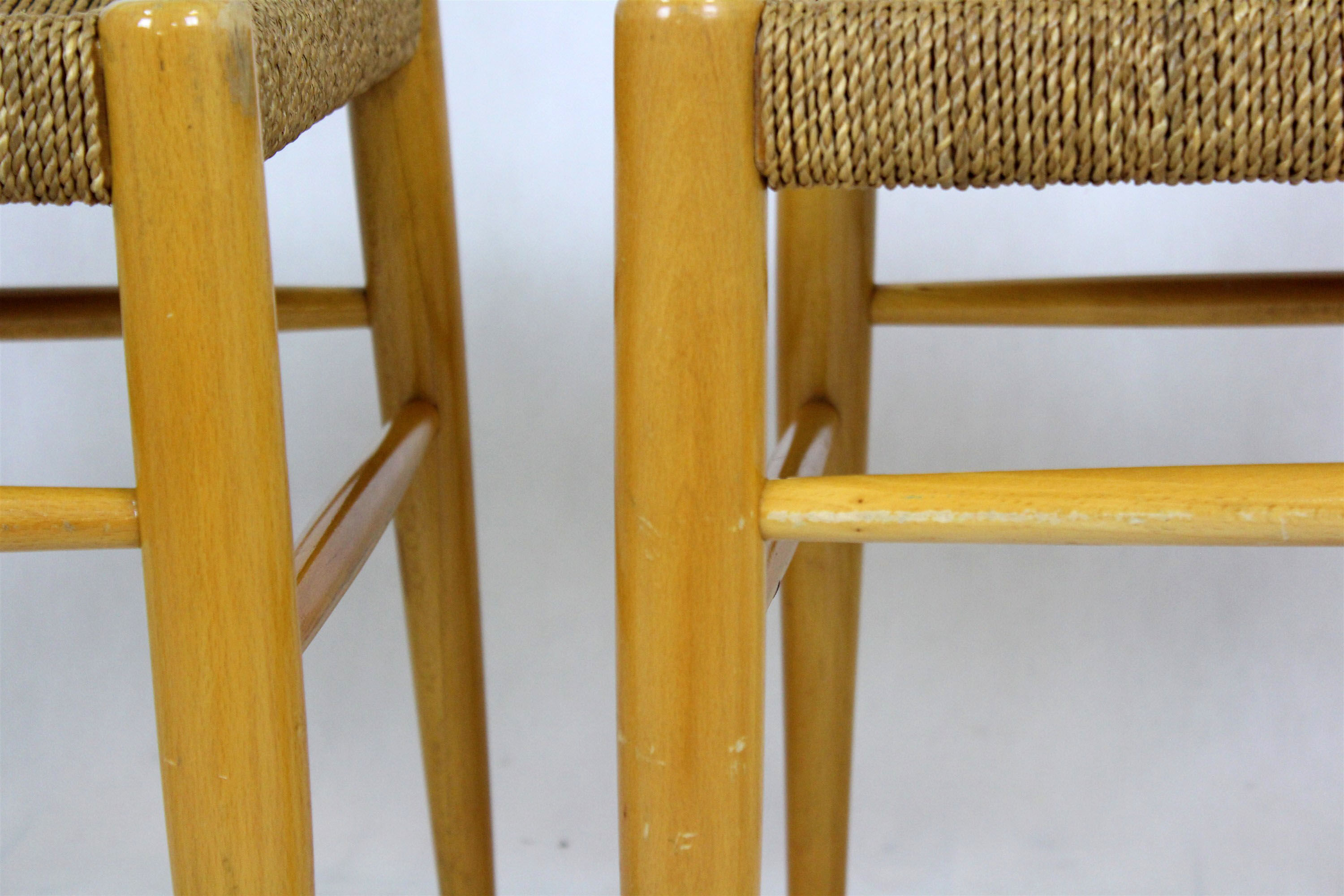 Vintage Czech straw chairs, 1960s, set of 4