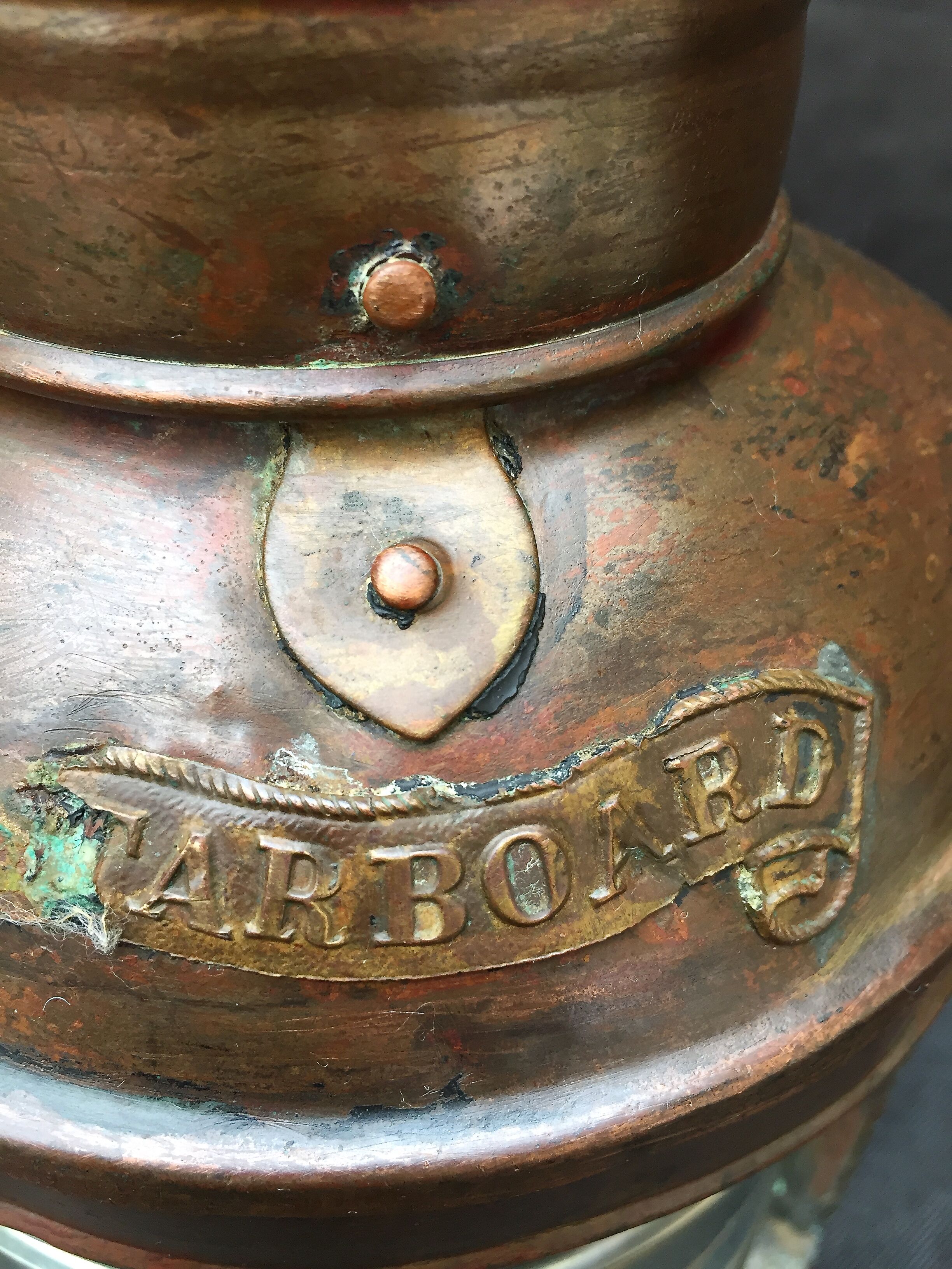 Ancient naval flag lantern in ancient copper semaphore lamp 19th century