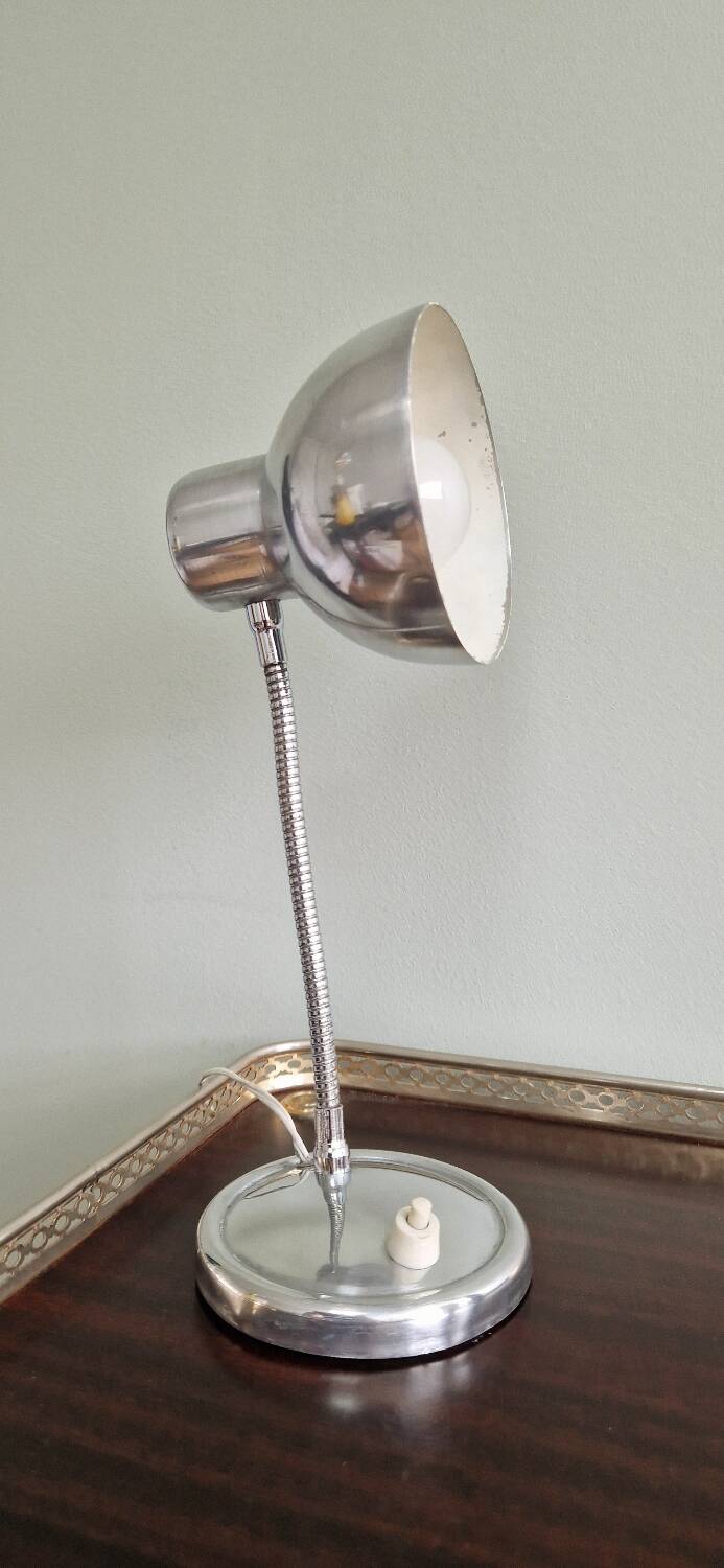 Polished aluminum desk lamp from the 1950s