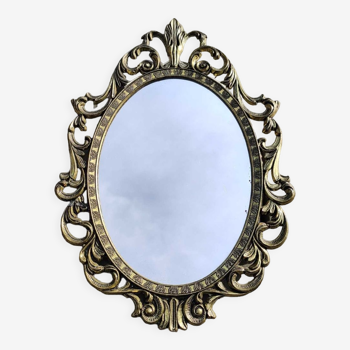 Miroir ovale style Baroque/18ème en laiton. Shabby chic, Rococo. Made in Italy
