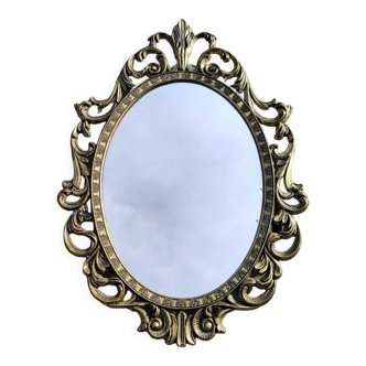 Oval mirror style Baroque / 18th brass. Shabby chic, Rococo. Made in Italy