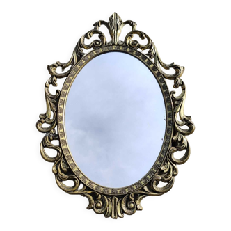 Miroir ovale style Baroque/18ème en laiton. Shabby chic, Rococo. Made in Italy