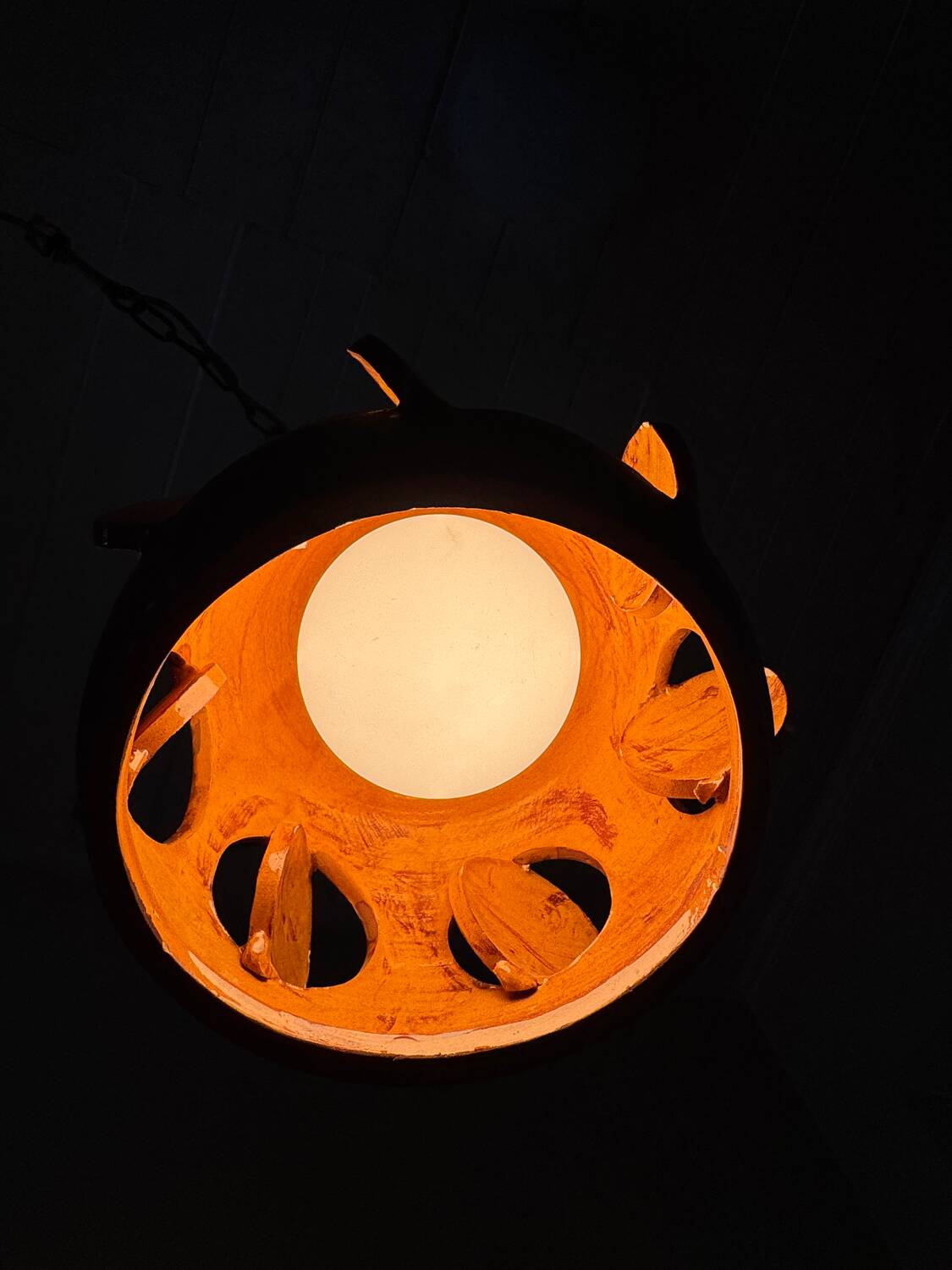 Vintage brutalist handmade German ceramic pendant lamp