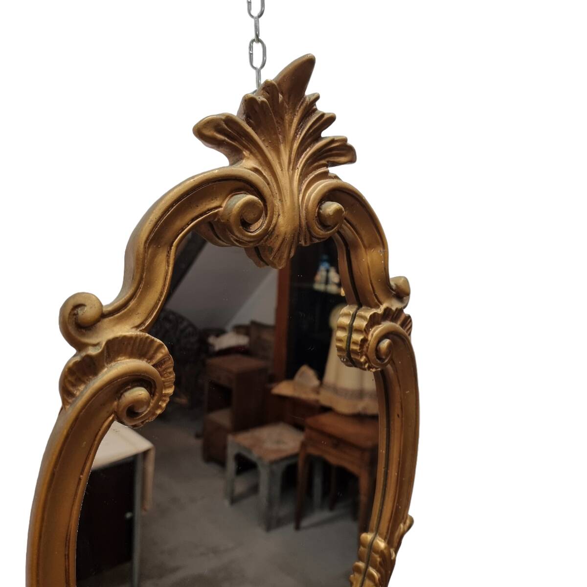 Miroir à crête de style rococo vintage, années 1960/70