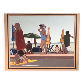 oil painting on canvas - seaside scene