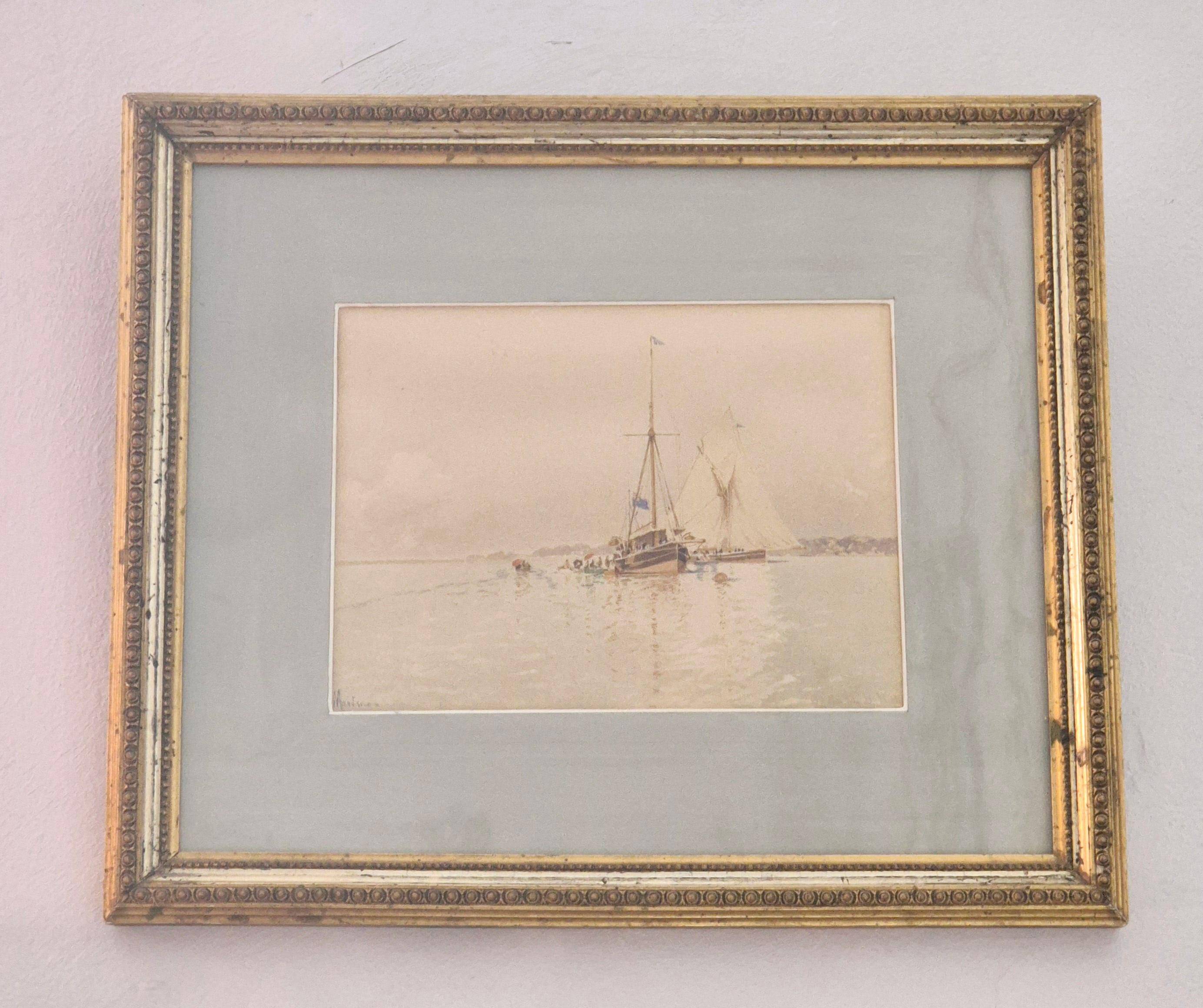 Edoardo De Martino (Italy 1838-1912), Off the Isle of Wight, watercolour, 1863
