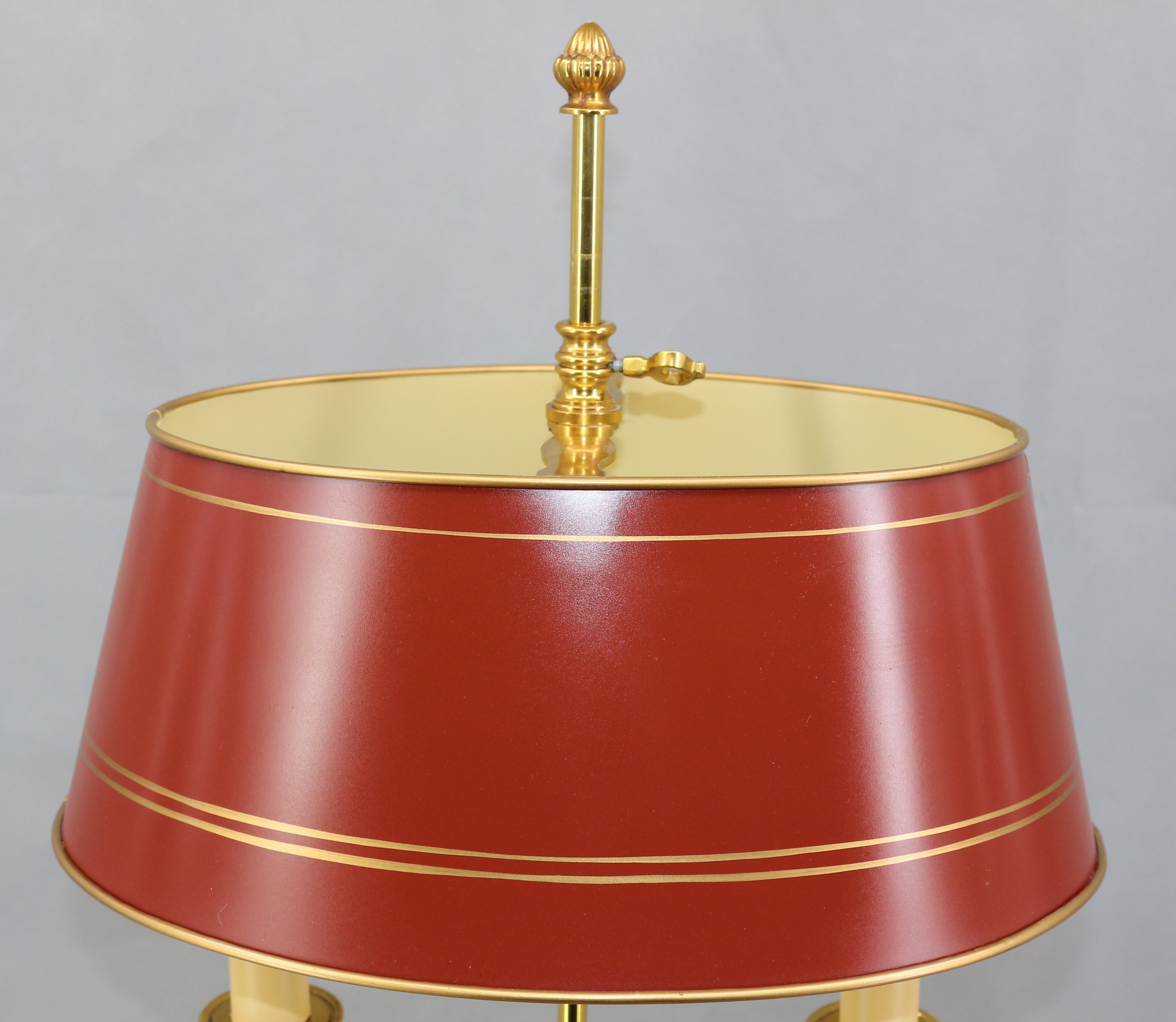 Hot water bottle lamp in solid bronze gilded style Louis XVI Lampshade Color Bordeaux "Lucien Gau"