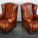 Set of 2 vintage club armchairs in cognac leather, Netherlands
