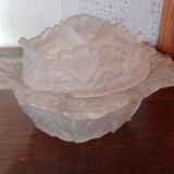 Glass candy box in cabbage shape - Portieux glassware signed