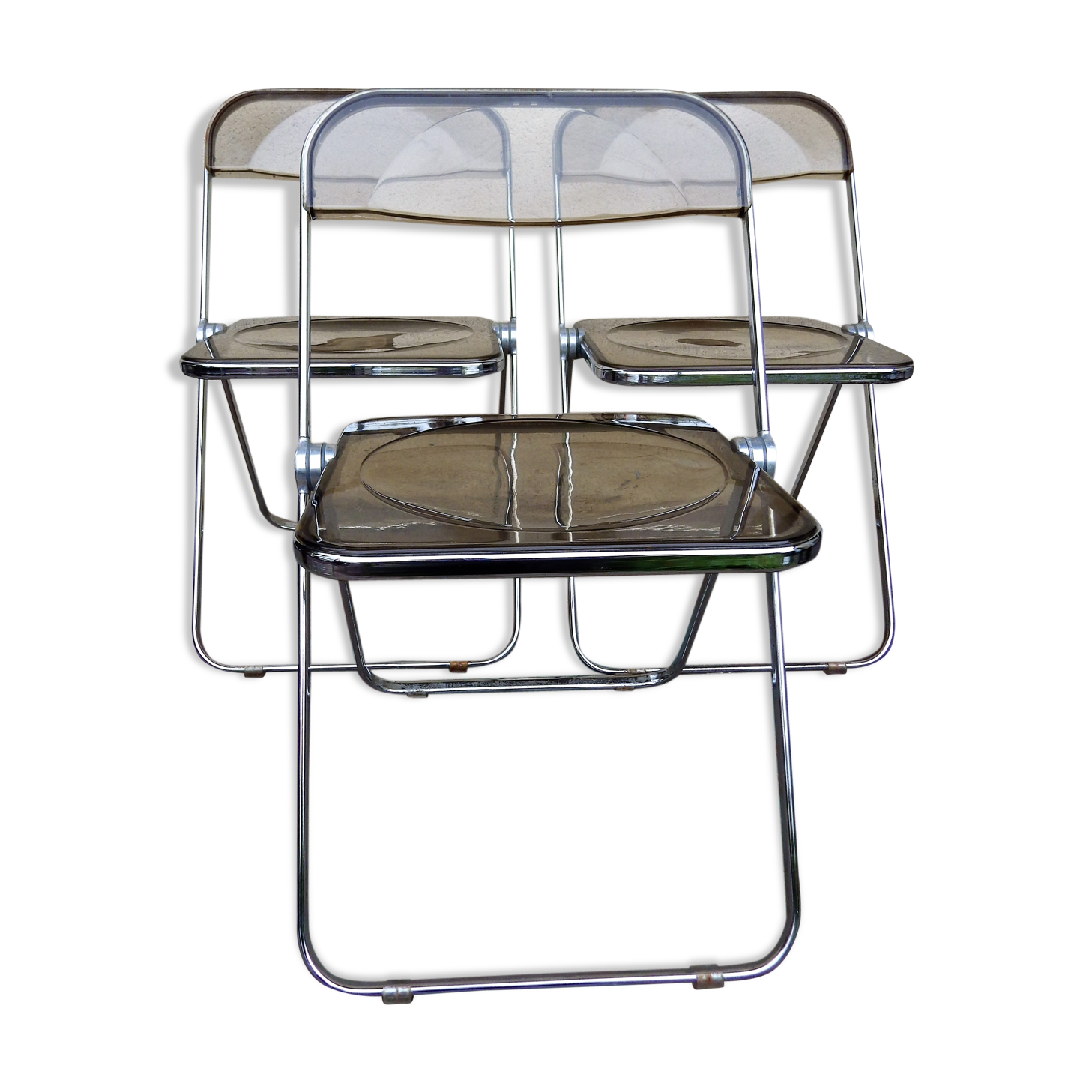 Trio de chaises Plia Castelli par Giancarlo Piretti