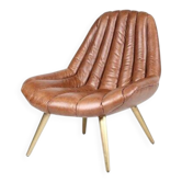Fauteuil en cuir vintage cognac style 70's par Stanfield