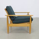 Fauteuil de salon danois vintage, années 1970, rembourrage neuf