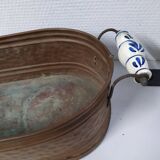 Copper planter with porcelain handles